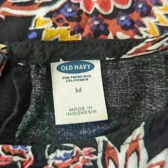 Old Navy Black Floral Blouse Size M - Picture 7 of 8
